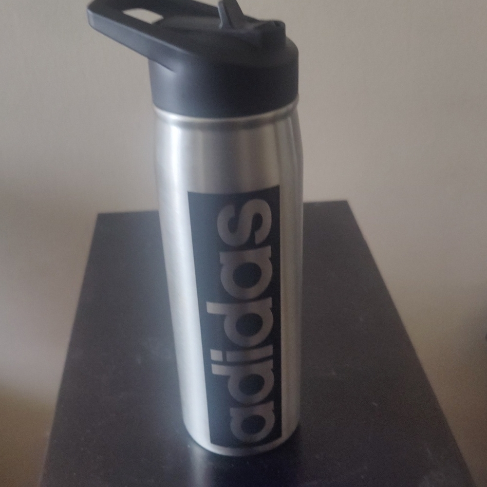 Adidas Metallic Silver Bottle with Black Logo
